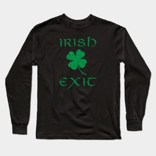 Irish Exit Green Clover Design Long Sleeve T-Shirt